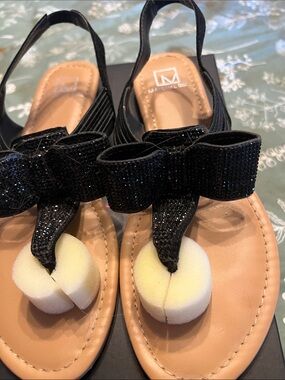 Madden Girl Black Bow Thong Slingback Sandals